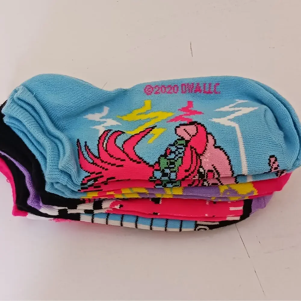 Trolls Girls No Show Socks Size L (4-10) Multicolor World Tour Dreamworks 6-pack